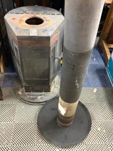 FlamePro Freestanding Pellet Stove with Flue Pipe, 35,000&ndash;50,000 BTU, Black, Rusty Condition