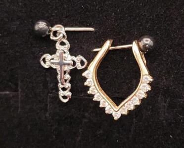 (1) Radiant 13 Diamond Necklace Pendant (1) Sterling Silver Cross Pendant