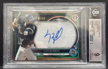 2020 Topps Tribute Luis Robert Green Auto RC #TA-LR 07/99 BGS 9 Mint/10 Auto White Sox