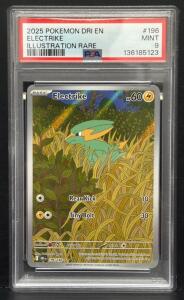 2025 PSA 9 Electrike Illustration Rare #196/182 DRI EN Full Art Holo Pok&eacute;mon Card