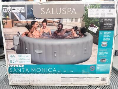 SaluSpa Smart Santa Monica Inflatable Hot Tub, 5-7 Person, 85"x28", 180 Jets, App Control