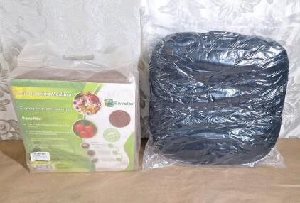(1) 10Lb Brick Of Envelor Home & Garden Organic Coco Coir Growing Medium Fiber Potting Soil & (1) 16" x 16" x 4" Cushion
