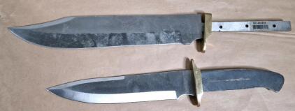 (1) Push Tang 10" Bowie Knife Blade Blank & (1) Full Tang 8" Bowie Knife Blade Blank