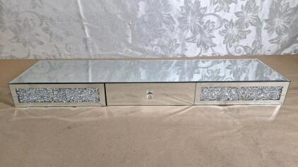 (1) Mirrored Furniture Wall Shelf W/ Drawer, 31.5"L &times; 7.9"W &times; 3.1"H