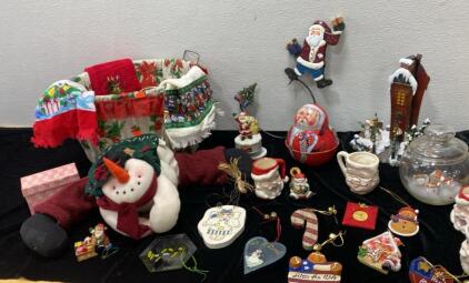 Holiday Decorations- Santa Tin - Ornaments- Basket and so Much More