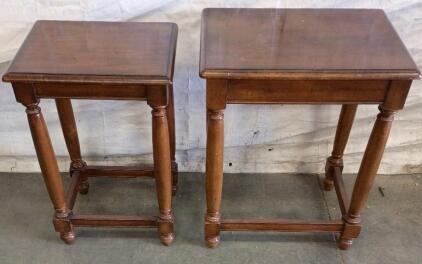 Pair of Wooden Nesting Side Tables, Traditional Style, Rectangular, Turned Legs, 21"x16"x25" & 18"x14"x23"