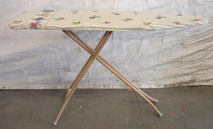Full-Size Standing Ironing Board, 54"x14", Metal Frame, Floral Cover, Foldable