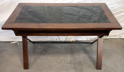 Whalen Office Desk with Glass Top, Pull-Out Shelf, Wood & Metal, 47"x24",