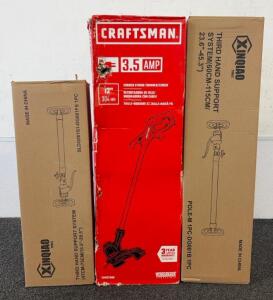 CRAFTSMAN 3.5A 12" Corded String Trimmer/Edger CMEST913 + 2 XINQIAO Adjustable Support Poles