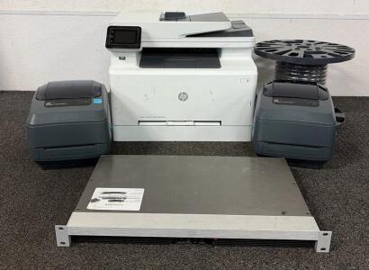 HP M281fdw Color Laser MFP, Zebra GX420t Label Printers, Cisco C40 Codec, InfiniteFlex 3/C 12AWG Cable