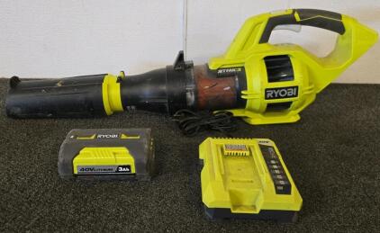 Ryobi RY40403 40V Jet Fan Cordless Leaf Blower, 500 CFM 110 MPH, Battery & Charger Included