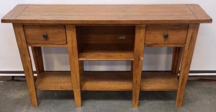 2 Drawer Oak Hutch With 2 Shelves