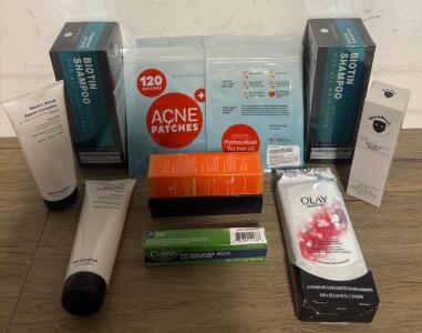 Large Mixed Lot: Biotin Shampoo, Hair Masks, Sea Salt Spray, Acne Patches, Wet Wipes, More