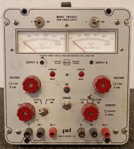 The Power Designs Twin Power Supply Model TW5005T (sometimes associated with Ambitrol) is a legacy industrial-grade, twin DC power supply. It provides two independent, adjustable power sources designed for test, measurement, and laboratory environments.