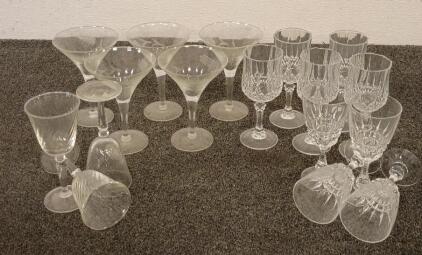 Glassware Sets (5pc Margarita Glasses, 4pc Wine Glasses, 5pc Dessert Glasses, 3pc Wine Glasses)