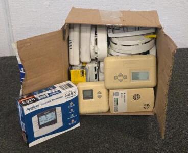 Aprilaire 8463 New Programmable Thermostat + Lot of Used Thermostats & Smoke Detectors