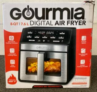 Gourmia GAF798 8-Qt Digital Air Fryer, 1700W, 12 Presets, FryForce 360&deg;, Stainless Steel, Crisper Tray