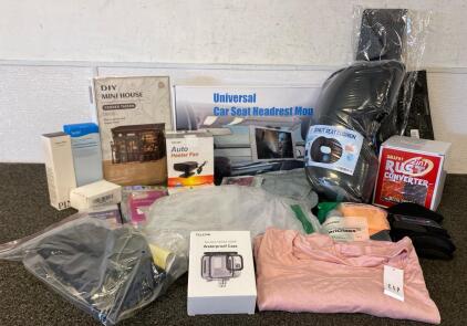 Universal Car Sear Headrest Mount, Donut Seat Cushion, Auto Heater Fan, Drawer Organizer, DIY Mini House And More