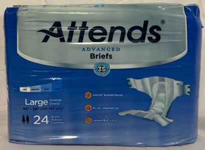 (96) Pcs Attends Advanced Briefs, 24 Per Pack, Large