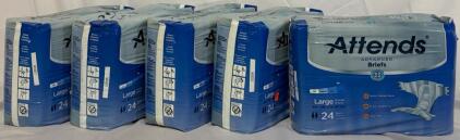 (120) Pcs Attends Advanced Briefs, 24 Per Pack, Large