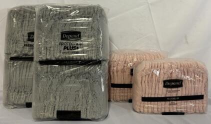 (4) Packs Depend Briefs - (2) Packs Depend Protection Plus Underwear & Depend Maximum Absorbency Underwear (No Sizes Or Quantity Specified)