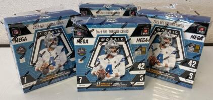 2025 Panini Mosaic NFL Mega Boxes (4 Opened), Loose NFL & NBA Cards, Parallels, Inserts