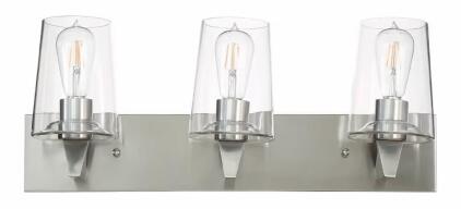 (2) Euron 3-Light Bathroom Light Fixtures, Silver