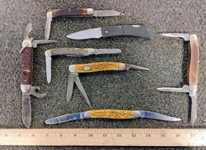 Vintage Lot: Gerber, Ulster, Old Timer & Mixed USA Folding Pocket Knives, Multi-Blade, Stockman/Scout