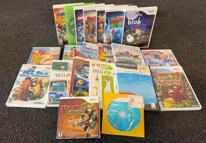 Nintendo Wii Game Lot 20x: Donkey Kong, Mario Galaxy, Wii Fit Plus, Skylanders, Party & Sports