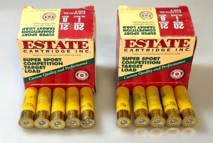 (2) Boxes 1 Box Has 25 And The Other Has 20. 20 Gauge Estate Super Sport Competition Target Load, 2-3/4", 7/8oz, #8 Shot, Open Box