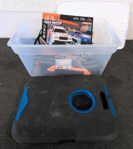 Track Master 1:64 Scale Slot Car Racing Set, 20ft Track, Storage Box, 2 Portable Bean Bag Boards