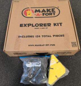 Make-A-Fort Explorer Kit, 124-Piece Building Set, 20 Large Squares, 18 Triangles, 86 Connectors