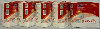 (60) Pcs ATN Disposable Briefs, 12 Per Pack, Medium