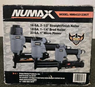 NuMax NM6432123KIT Pneumatic Nailer Kit: 16GA Finish, 18GA Brad, 23GA Micro Pinner w/Box & Manuals