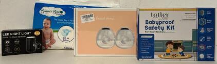 Breast Pump, Size 4 Diapers, Baby Safety Kit & Night Light