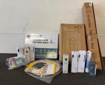 (1) Baby Foldable Yellow Baby Bathtub, (1) Spotswell Stone Dish Drying Mat, Variety Of Beauty Products, And More!!