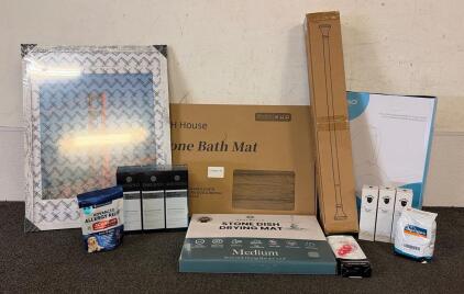 (3) Bottles Of Bellisso Biotin Shampoo, (1) Dayao Toilet Cover, (1) Spotswell Stone Dish Drying Mat, And So Much More!!