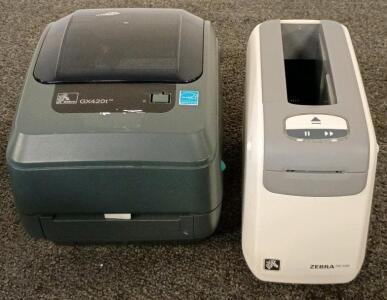 The Zebra HC100 is a specialized direct thermal desktop printer designed specifically for on-demand wristband printing in healthcare and hospitality environments, The Zebra GX420t is a high-performance, compact desktop thermal transfer printer designed fo