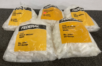 (5) Bags of Federal 20ga Wads