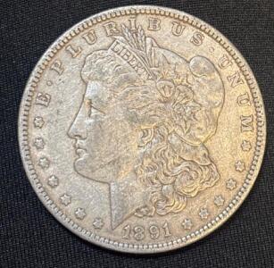 1891 Liberty Morgan Dollar 90% Silver Coin
