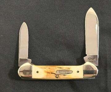 Case Mini Trapper 52131 SS, 2-Blade Pocket Knife, Bone Handle, USA Made, Clip & Spey Blades