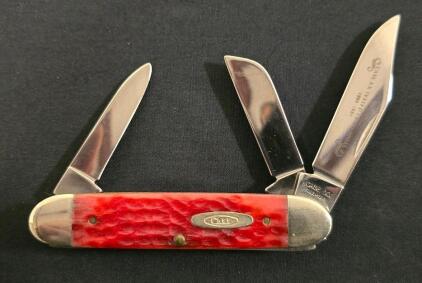 Case XX R6345 1/2 Centennial Stockman Pocket Knife Red Jigged Bone 3-Blade 1989