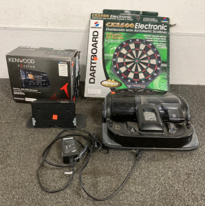 Kenwood Excelon Car Monitor, Samsung Vacuum Bot, And Electronic Dartboard