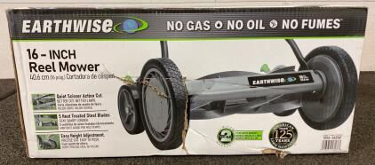 Earthwise 16-inch Reel Lawn Mower 1816-16EW, 5 Heat-Treated Steel Blades, 10" Front Wheels