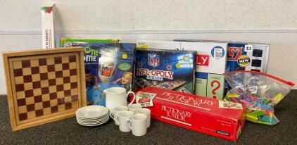 Entertainment Lot, Including Monopoly, Pictionary, Chest Set Tea And More
