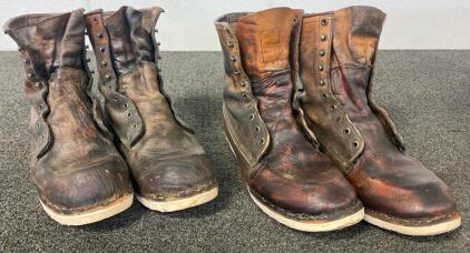Red Wing 10877 Work Boots, Size 10, Brown Leather, 8-Inch, USA Made, White Wedge Sole