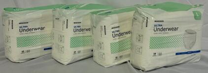 (72) Pcs McKesson Ultra Underwear, 18 Per Pack, Size Large 44&rdquo;-58&rdquo;