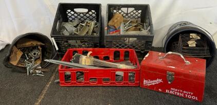 Milwaukee Toolbox w/ Electric Drill, Brackets, Fasteners, Shelf Supports (80&ndash;120 lb) & More Tools / Parts