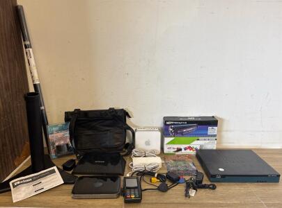 Mixed Lot Apple AirPort Extreme, NETGEAR Router, Cisco Unit, Toner, AXIOM Stand & More