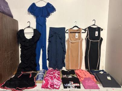15-Piece Mixed Women&rsquo;s And Men&rsquo;s Clothing Lot &ndash; Wineeja, Zisaca, Dresses, Tees, Pants, Shorts, New & Pre-Owned, Sizes Small-2X